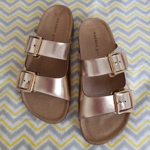 Madden Girl Rose Gold Metallic Brando Sandals